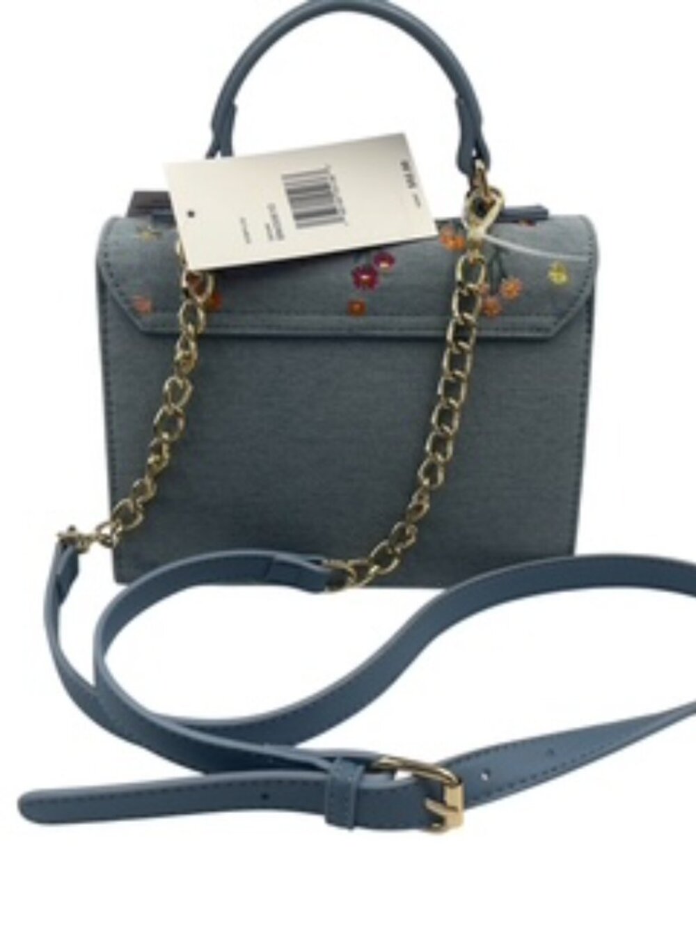 NEW Betsey Johnson Denim Floral Embroidered crossbody handbag Satchel purse - Picture 8 of 14